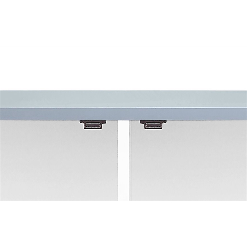 ACME Gaines 2-Door Accent Cabinet with Metal Legs in Gray High Gloss