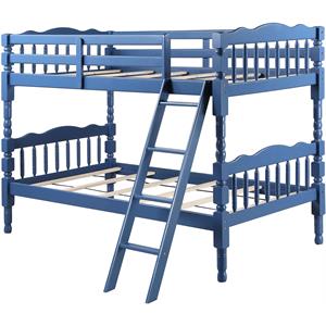 acme homestead twin twin bunk bed in dark blue finish