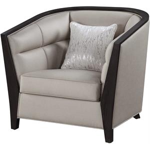 acme zemocryss fabric upholstered chair with pillow in beige
