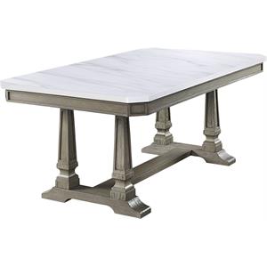 ACME Zumala Wooden Dining Table with Trestle Base in White and Weathered Oak