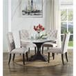 ACME Gerardo Round Marble Top Dining Table in White and Weathered Espresso