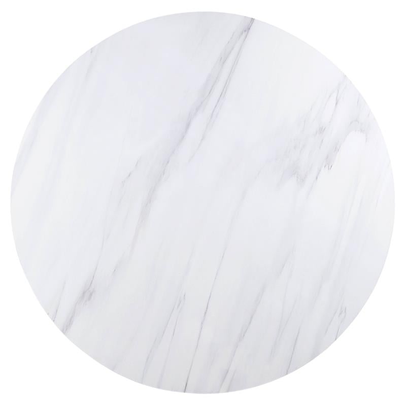 ACME Gerardo Round Marble Top Dining Table in White and Weathered Espresso