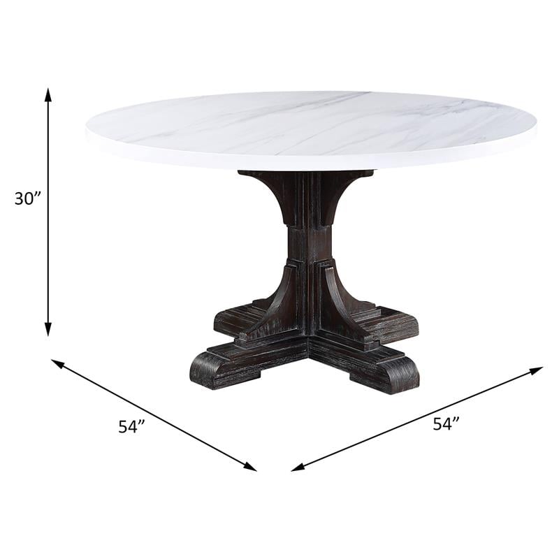 Acme gerardo dining table white marble on sale & weathered espresso