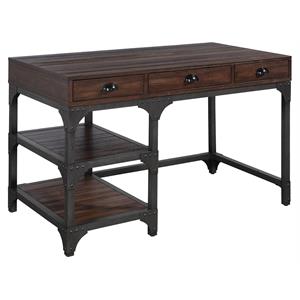 acme gorden wooden writing desk with shelves in espresso oak and antique black