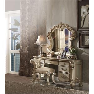 acme vendome vanity desk in gold patina & bone