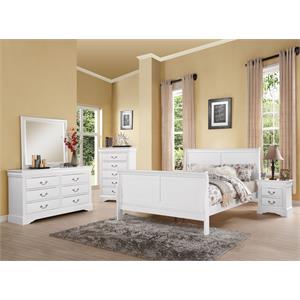 ACME Louis Philippe III Queen Wooden Sleigh Bed in White