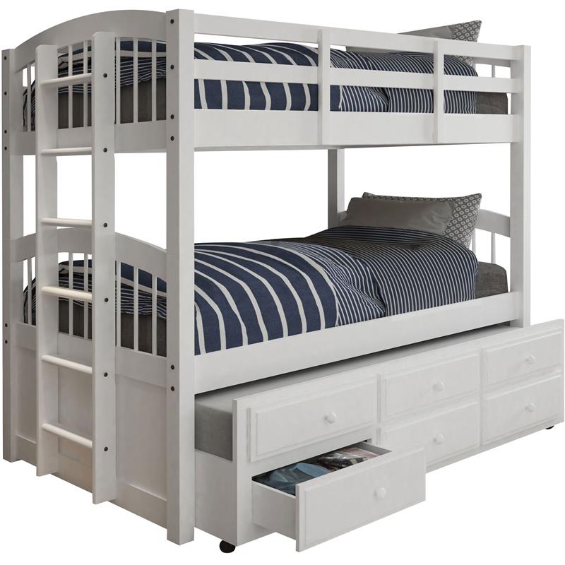 ACME Micah Twin Twin Wooden Bunk Bed with Trundle in White