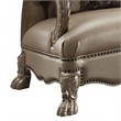 ACME Dresden Tufted Chair with 1 Pillow in Bone Velvet and Gold Patina