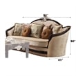 ACME Ernestine Sofa (with 7 Pillows) in Tan Fabric & Black