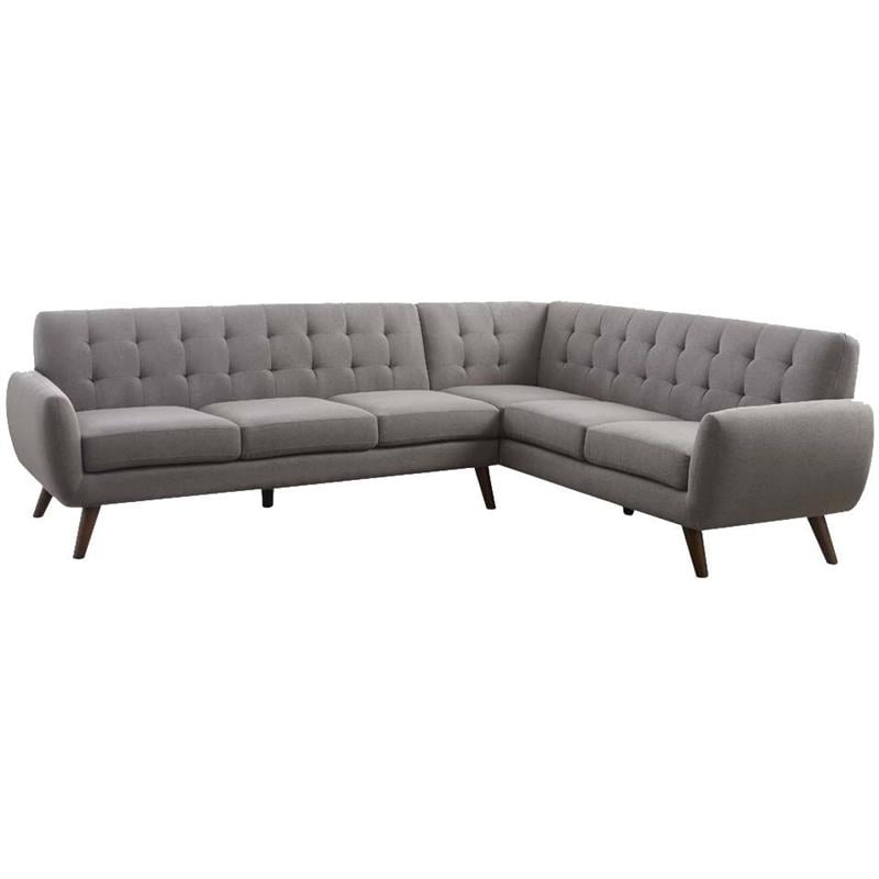 ACME Essick Fabric Tufted Sectional Sofa in Light Gray
