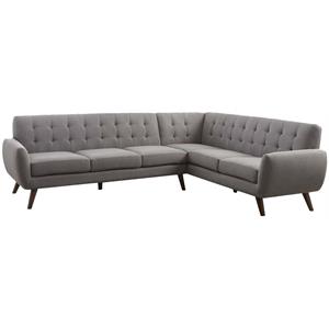 ACME Essick Fabric Tufted Sectional Sofa in Light Gray