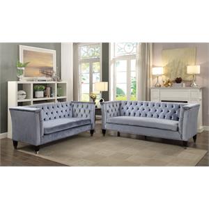 acme honor sofa in blue gray velvet
