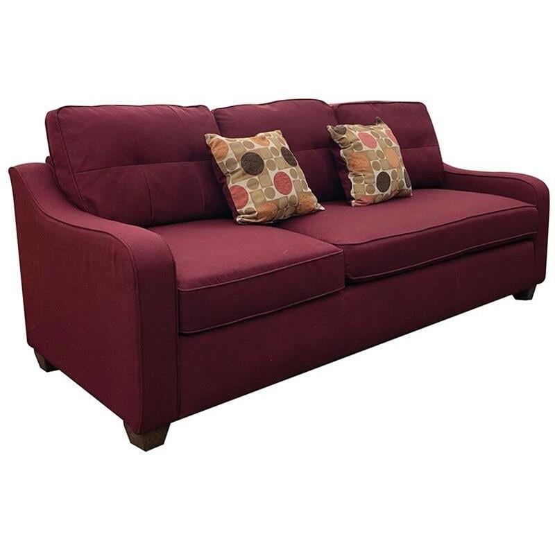 ACME Cleavon II Linen Fabric Reversible Sectional Sofa and Ottoman in Red