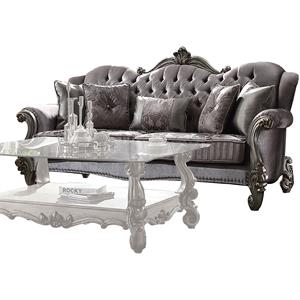 acme versailles sofa in velvet & antique platinum