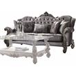 ACME Versailles Velvet Tufted Nail-head Trim Sofa in Antique Platinum and Silver