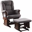 ACME Aeron 2-Piece Microfiber Glider Chair and Ottoman in Gray and Cherry