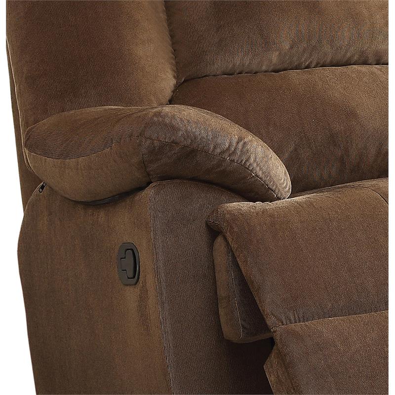 ACME Oliver Pillow Top Arm Oversized Motion Glider Recliner in Chocolate Fabric