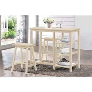 acme nyssa 3pc pk counter height set in buttermilk