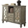 ACME Velika 2-Drawers Wooden Console Table with 2 Doors in Weathered Gray