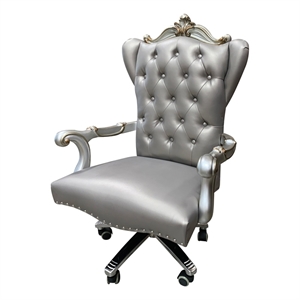 acme versailles faux leather swivel executive office chair in silver platinum