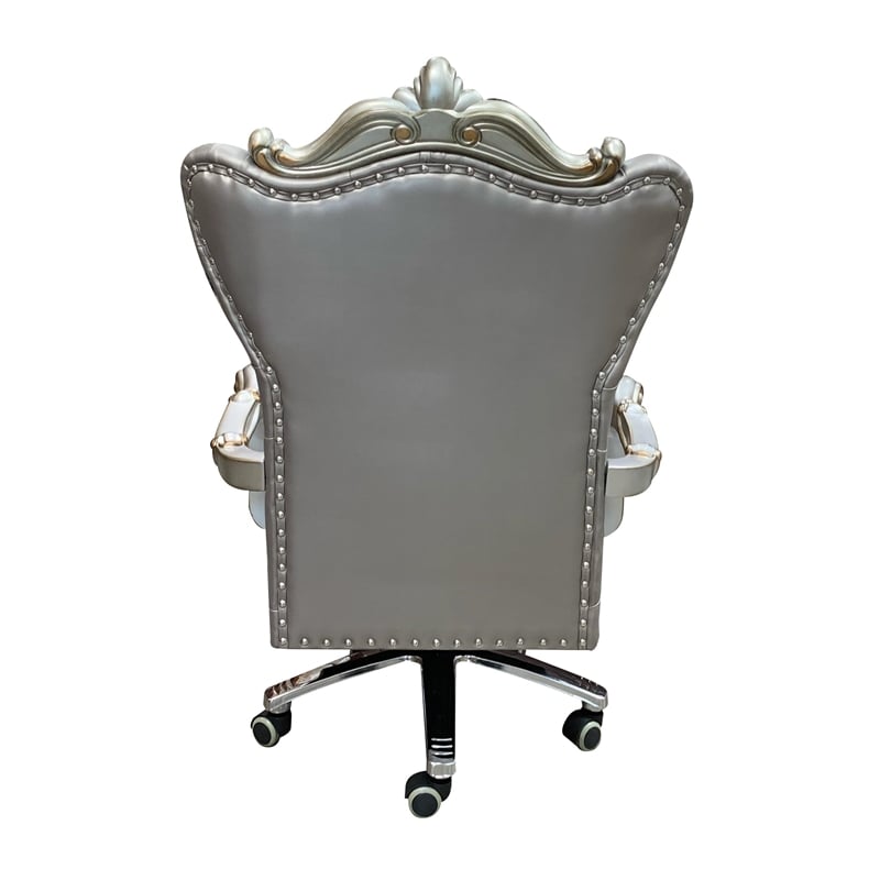 ACME Versailles Faux Leather Swivel Executive Office Chair in Silver Platinum