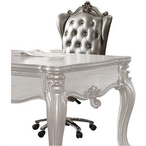 acme versailles executive office chair in silver pu & antique platinum