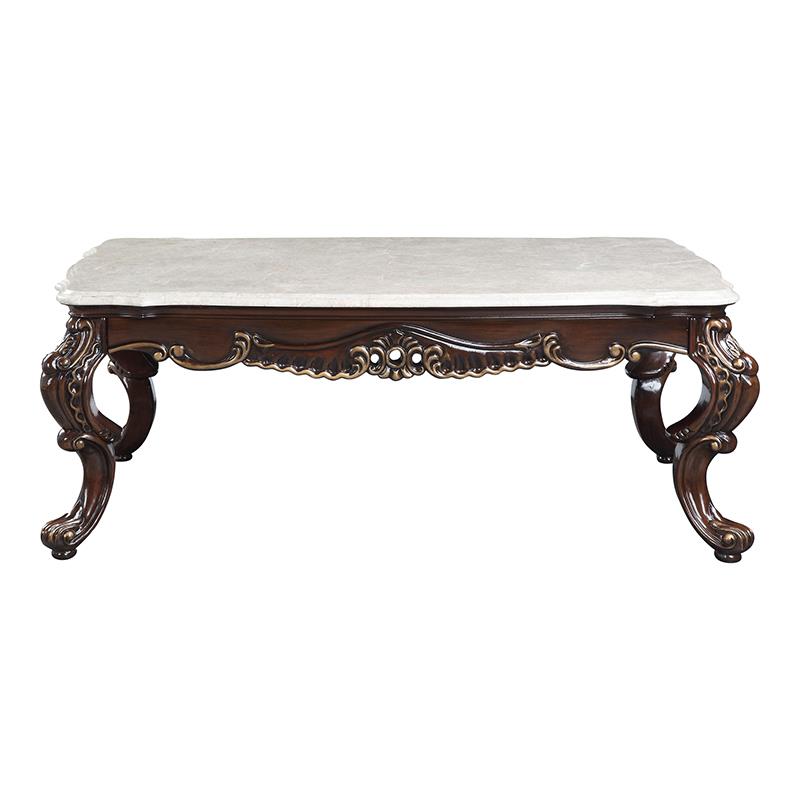 ACME Benbek Wooden Coffee Table in Marble and Antique Oak