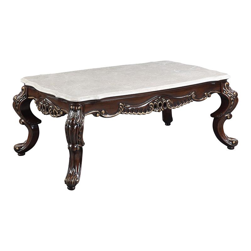 ACME Benbek Wooden Coffee Table in Marble and Antique Oak