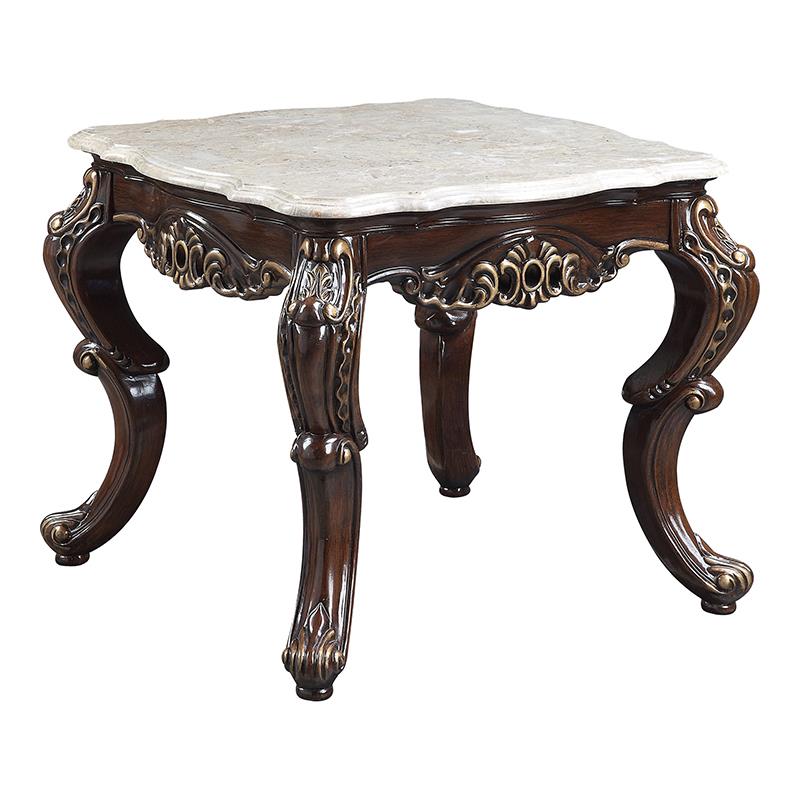 ACME Benbek Wooden End Table in Marble and Antique Oak
