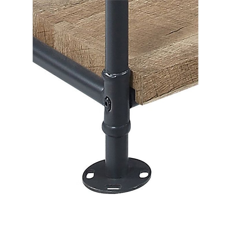 ACME Brantley Bookshelf with 5 Wooden Shelves in Oak and Sandy Black