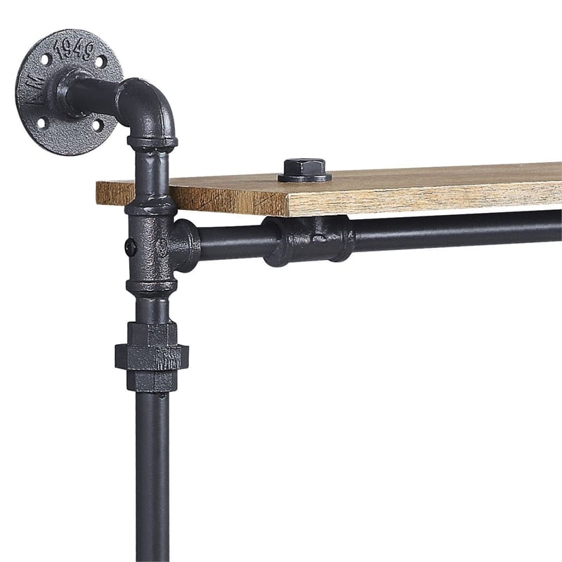 ACME Brantley Wall Rack with 2 Wooden Shelves in Oak and Sandy Black