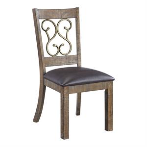 acme raphaela side chair in black and weathered cherry (set-2)