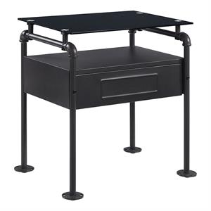 acme nicipolis nightstand in glass and sandy gray