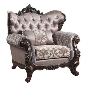 acme benbek chair with pillow in taupe and antique oak