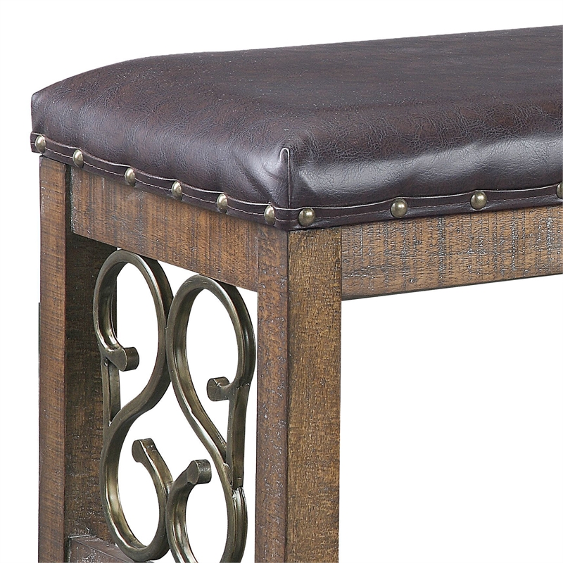ACME Raphaela Bench in Black and Weathered Cherry