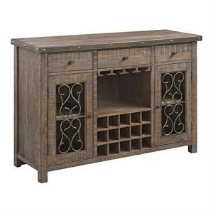 acme raphaela server with cup holder and wine rack in weathered cherry