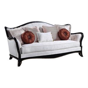 acme nurmive sofa with 7 pillows in beige