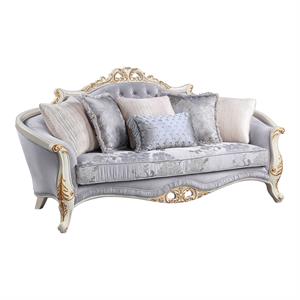 acme galelvith sofa with 5 pillows in gray