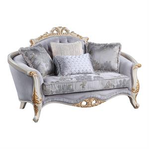 acme galelvith loveseat with 4 pillows in gray