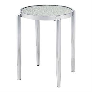 ACME Abbe End Table in Glass and Chrome
