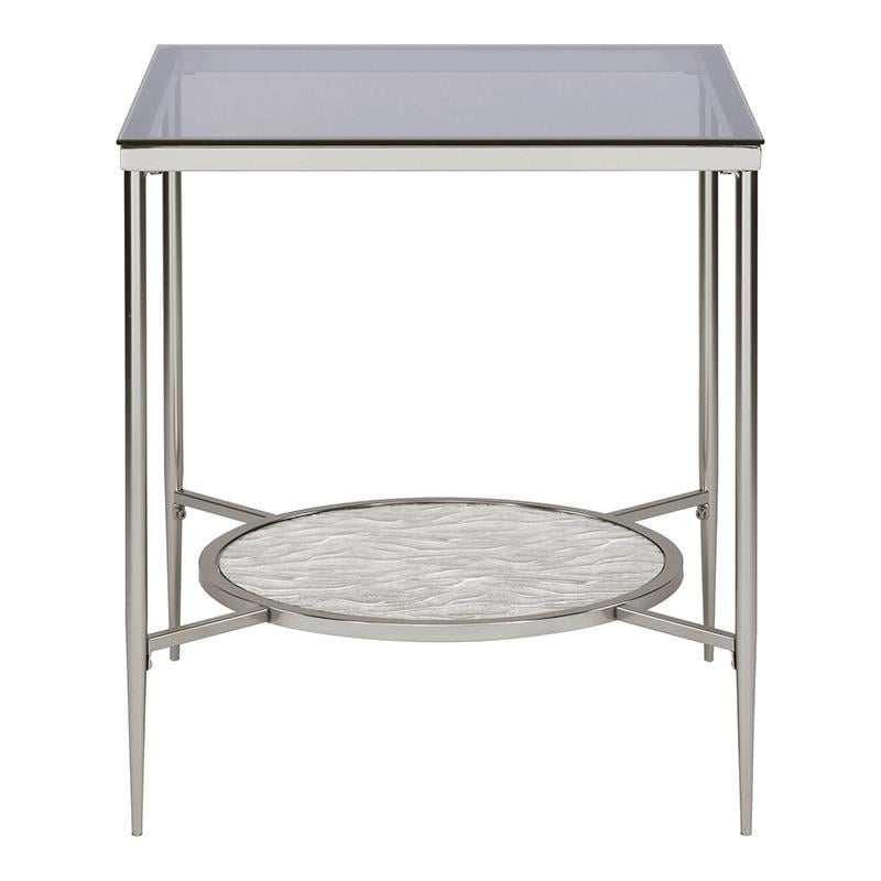 ACME Adelrik Square End Table in Glass and Chrome