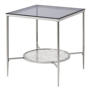 ACME Adelrik Square End Table in Glass and Chrome