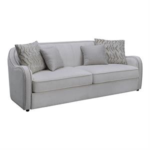 acme mahler sofa with 4 pillows in beige linen