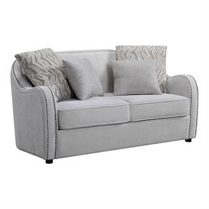 ACME Mahler Loveseat with 4 Pillows in Beige Linen Fabric