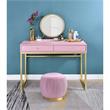 ACME Coleen 2 Wooden Drawers Vanity Desk with Jewelry Tray in Pink and Gold