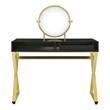 ACME Coleen Glass Top Vanity Desk with Jewelry Tray in Black and Gold