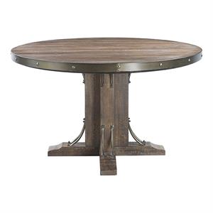 acme raphaela round dining table in weathered cherry