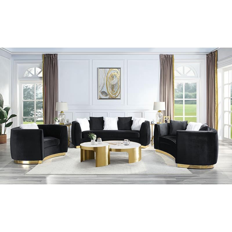 ACME Achelle Chair with Pillow in Black Velvet