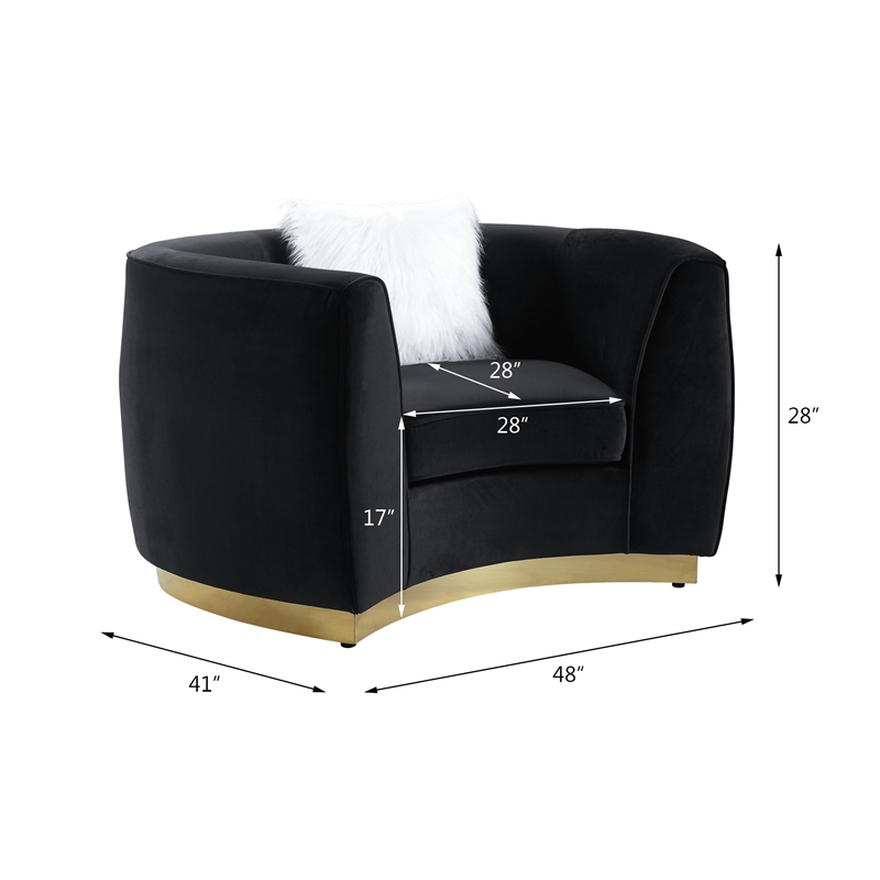 ACME Achelle Chair with Pillow in Black Velvet
