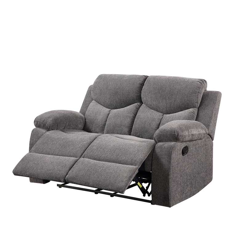 ACME Kalen Chenille Motion Reclining Loveseat in Gray